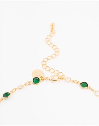 Lovisa - Gold Plated Emerald Round Station Necklace