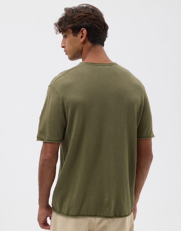 AERE - Linen Blend Rolled Hem Tee
