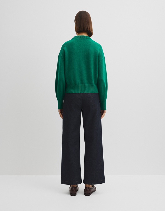 Country Road - Organically Grown Cotton Blend Crop Crew Neck Knit