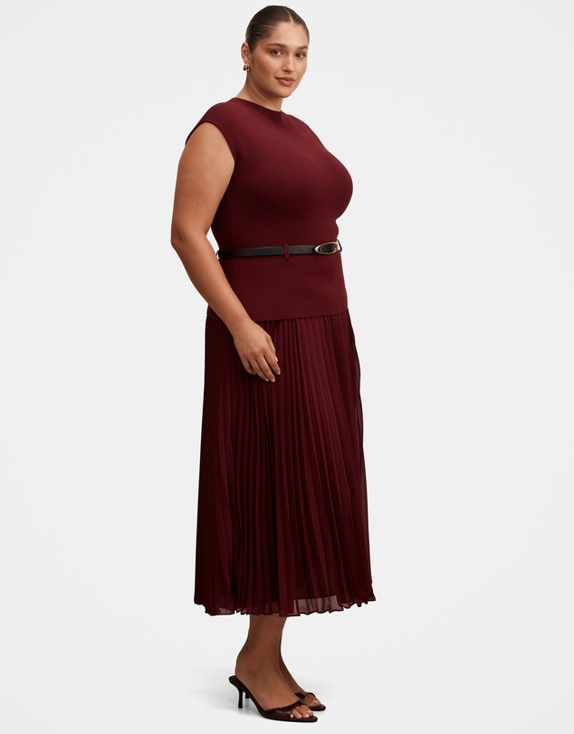 Forever New Curve - Lorelei Curve Woven Mixed Midi Dress