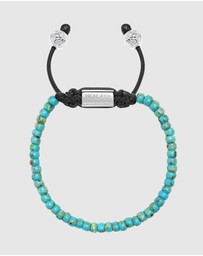 Nialaya Jewellery - Men's Miyuki Beaded Bracelet with Turquoise and Silver