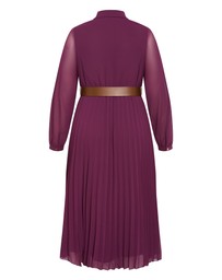 City Chic - Plus size Honey Lane Pleat Midi Dress - jam