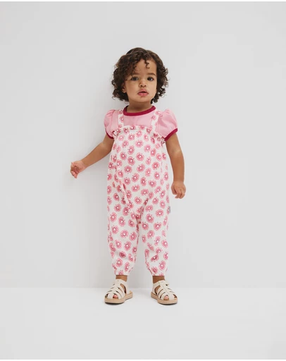 Country Road - Short Sleeve Printed Overall Set