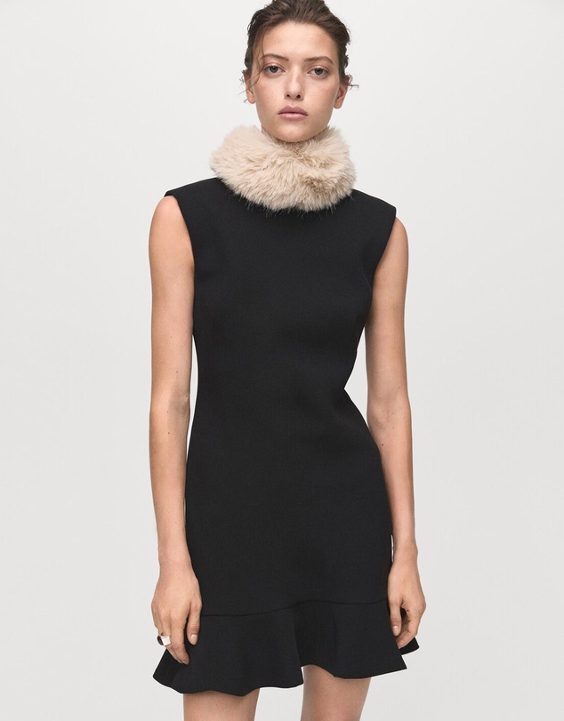 M.N.G - High-Neck Dress With Ruffle