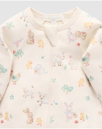 Purebaby - Bunny Cheer Thick Zip Growsuit -Kids-Babies