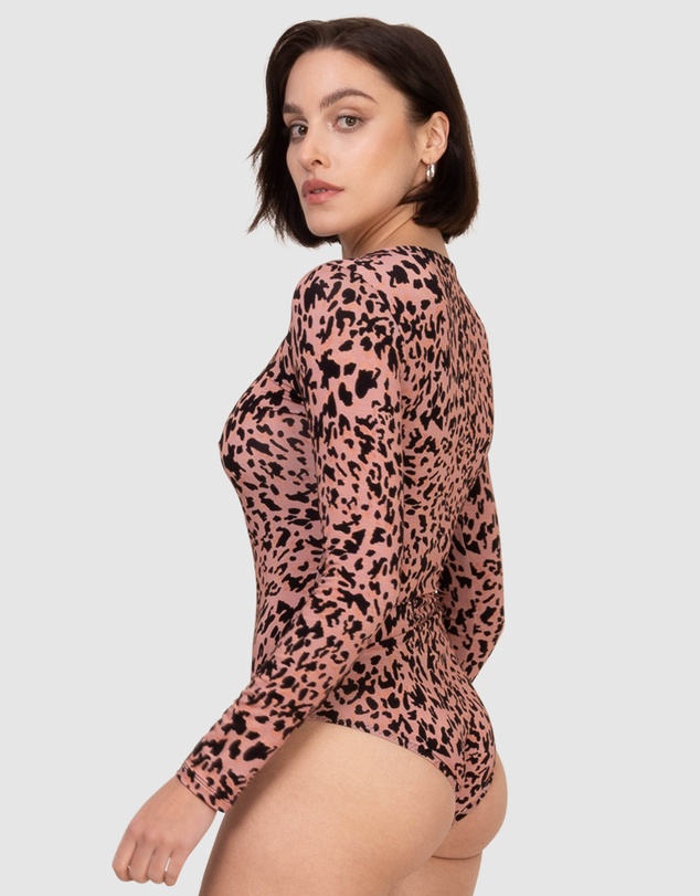 Oh!Zuza - Printed Viscose Boat Neck Long Sleeve Bodysuit