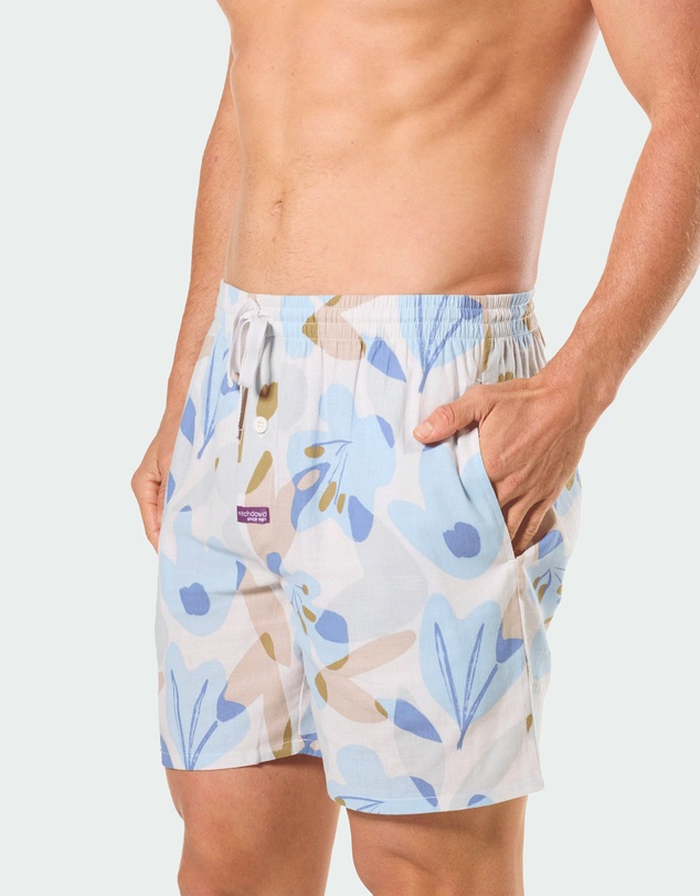 Mitch Dowd - Mitchdowd Mens Woven Cotton Sleep Shorts in Abstract Floral Print