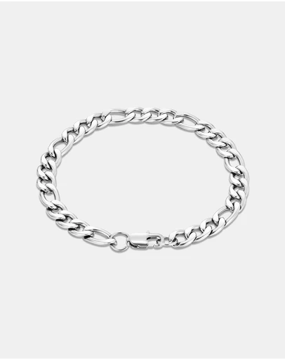 Eclectics - Stainless Steel Token Figaro Chain Bracelet