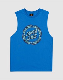 Santa Cruz - Flame Ringed Dot Front Muscle Tee - Teens