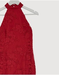 Revibe - Repaired CHANCERY Lara Lace High Neck Halter Maxi Dress - AU 8