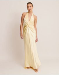 Six Stories - Plunge knot Detail Satin Bridesmaid Dress