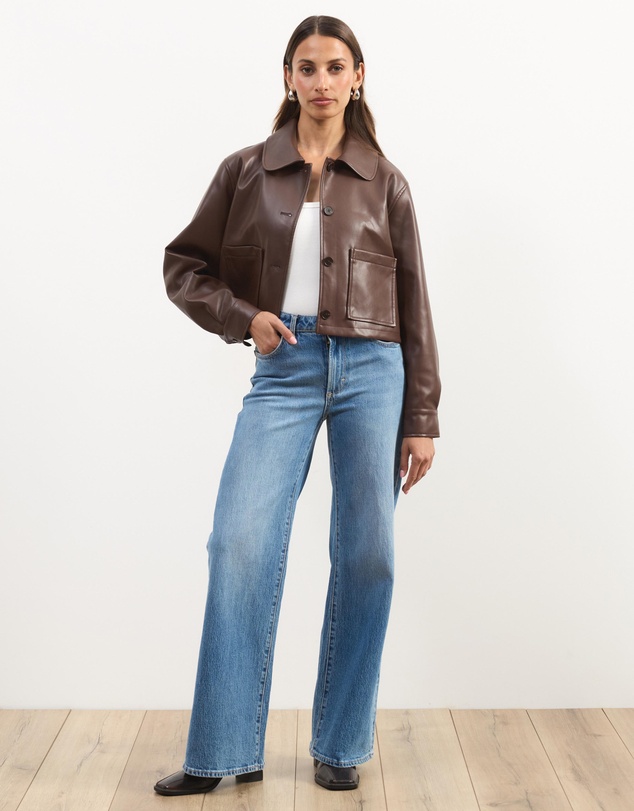 Atmos&Here - Annalise Leather Look Cropped Shacket