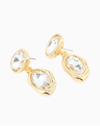 Lovisa - Gold Plated Diamante Teardrop Organic Earrings