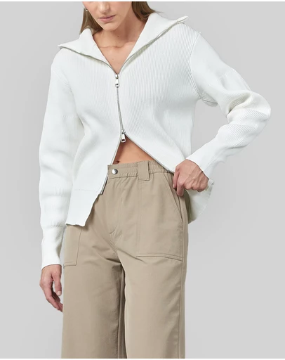 DRICOPER DENIM - Clara Ivory Rib Knit Top