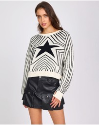 ONE TEASPOON - Star Gazing Knitted Sweater - Mono Print