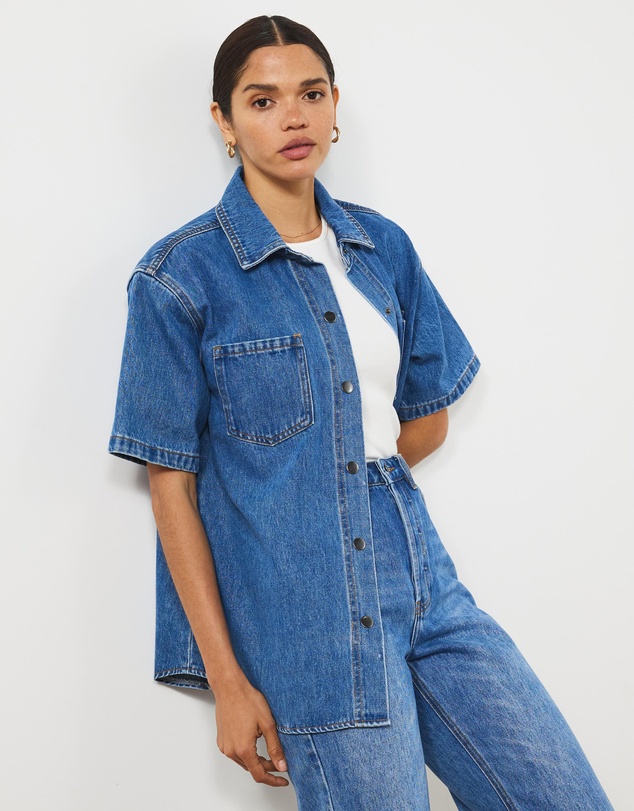 Atmos&Here - Mila Short Sleeve Denim Shacket