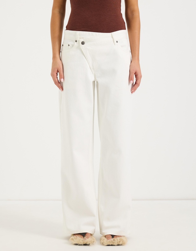 Calli - Rue Crossover Waist Band Mid Rise Wide Leg Jeans
