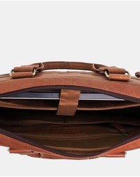 Pierre Cardin - Pierre Cardin Multi-Compartment Leather Computer Bag