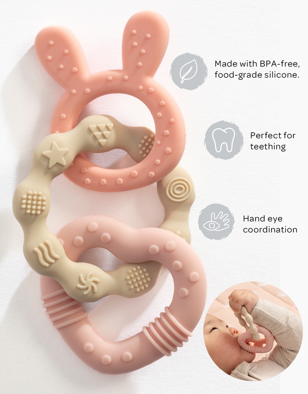 Playground - Silicone Bunny Teether - Pink