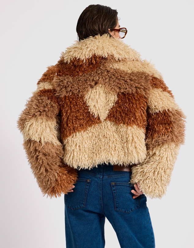 ONE TEASPOON - Mongolian Cropped Faux Fur Jacket