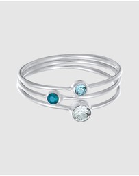 Elli Jewelry - Ring Set Stack Basic with Crystals Blue in 925 Sterling Silver