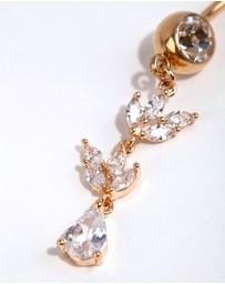 Lovisa - Gold Surgical Steel Marquise Cubic Zirconia Belly Bay