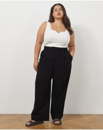 Atmos&Here Curvy - Bonnie Pleated Linen Blend Pants