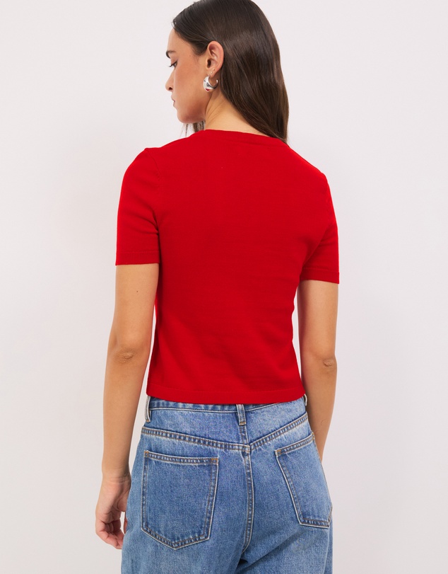 Calli - Melton Fitted Knit Tee