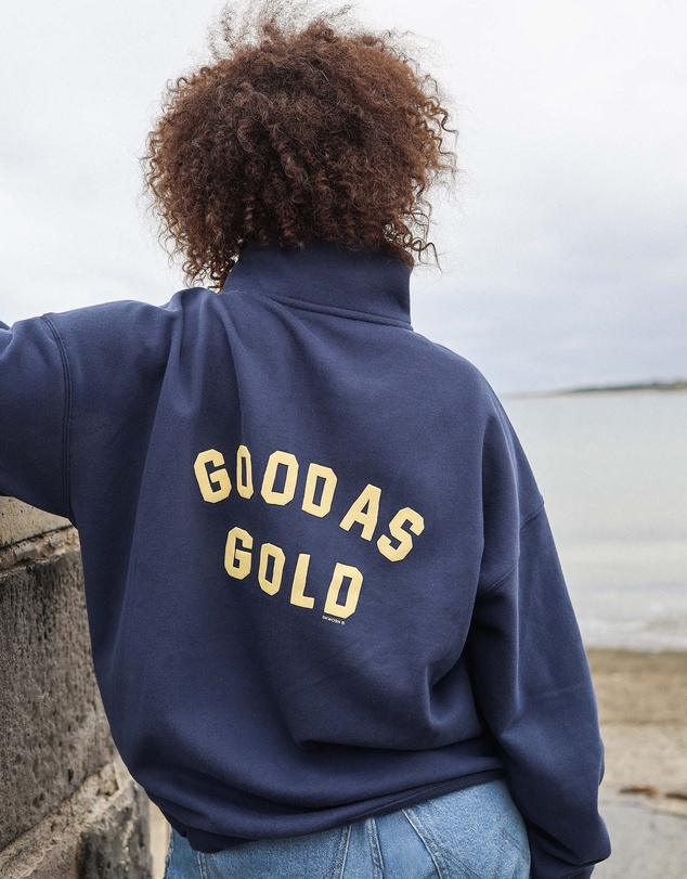 Skwosh - Good As Gold Half Zip Sweat in Navy