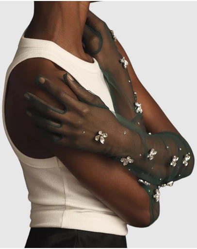 High Heel Jungle - Queen Bee Opera Glove- Emerald