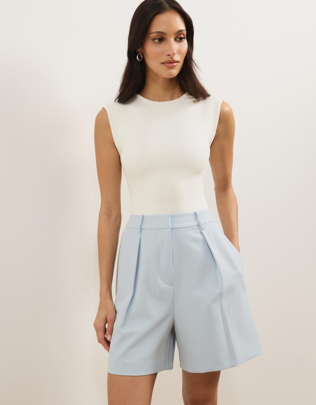 Atmos&Here - Clara Pleated Tailored Long-Line Shorts