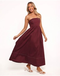 Petal & Pup - Lyanna Strapless Midi Dress - Cherry