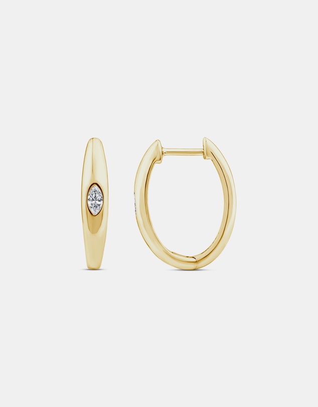 Zoe Olivia - 9K Gold Marquise Lab Grown Diamond Huggie Earrings