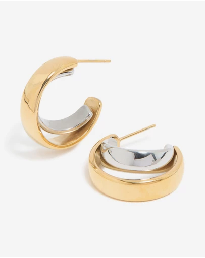 Lovisa - Waterproof Mixed Metal Plated Stainless Steel Smooth Circle Open Hoop Earrings