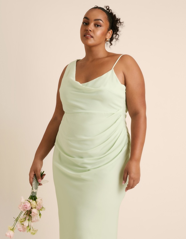 Six Stories - Cowl Front Asymmetrical Chiffon Bridesmaid Dress
