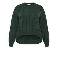 City Chic - Plus size Kenia Crew Neck Knit Jumper - hunter green