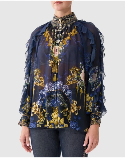 Camilla - Relaxed Blouse With Frill Sleeve Detail