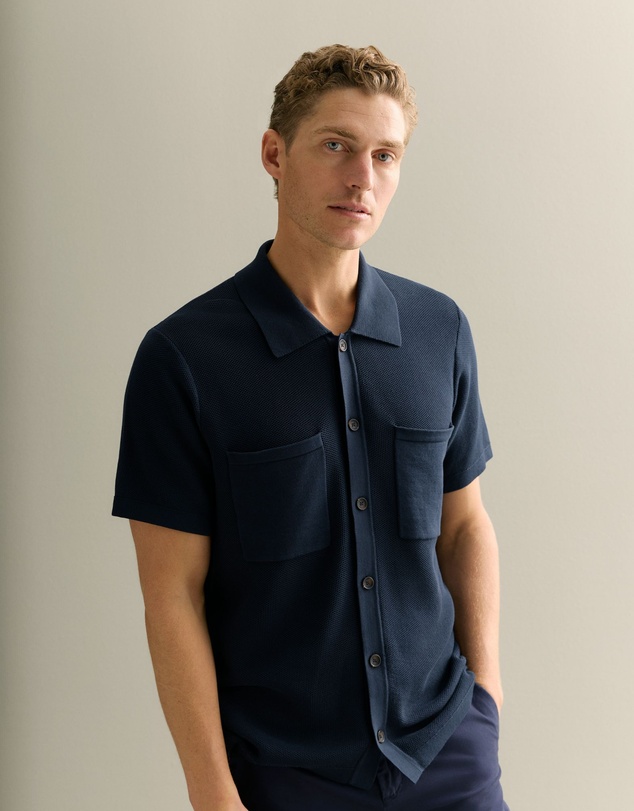 Trenery - Mercerised Cotton Shirt in Navy
