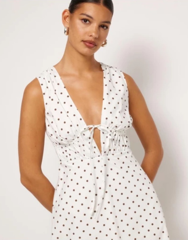 Revibe - Repaired AERE Juniper Tie Front Cotton Midi Dress - AU 14