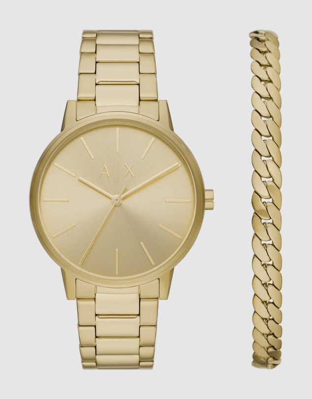 Armani Exchange - Armani Exchange Gold Watch AX7144SET