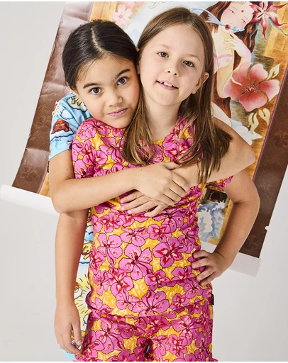 Kip&Co - KipCo x Mambo Funshine Coast Babies Organic Cotton Short Sleeve Tee Frill Short Pyjama Set - Babies-Teens