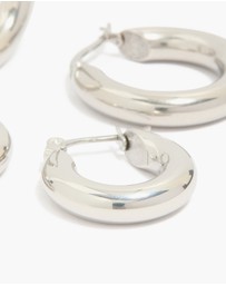 Lovisa - Waterproof Stainless Steel Tube Hoop Earrings 2-Pack