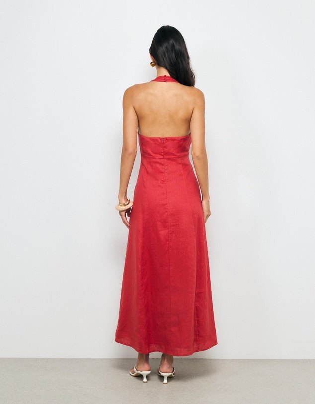 AERE - Lacey Halter Linen Dress
