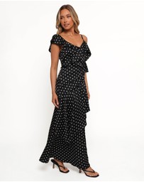 Petal & Pup - Adelina Maxi Dress - Black Polka Dot