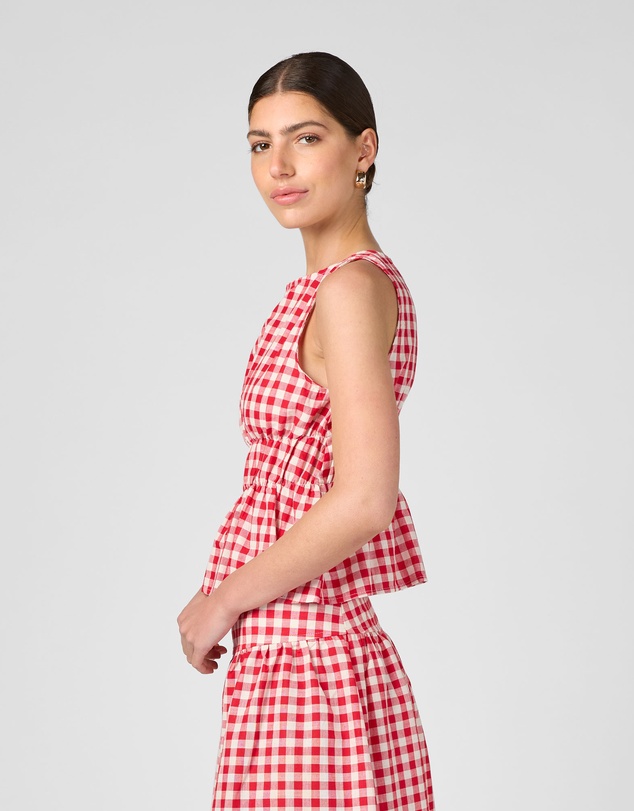 MVN - Gingham Cinched Top