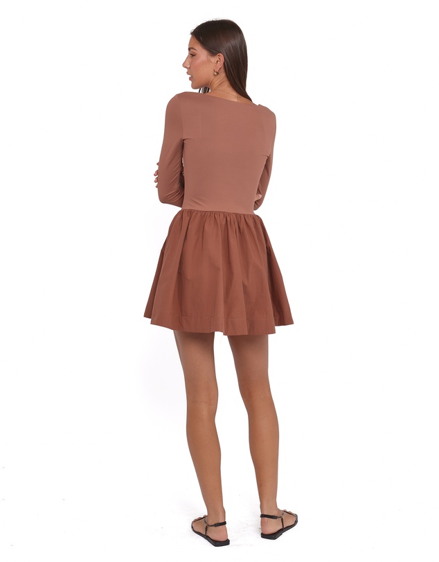 Petal & Pup - Sheena Long Sleeve Mini Dress - Mocha