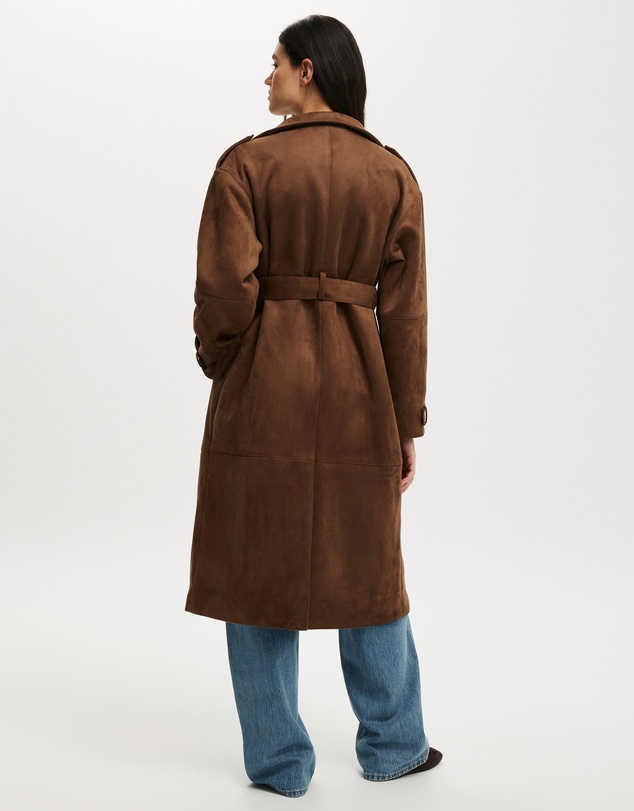 Cotton On - Faux Suede Trench Coat