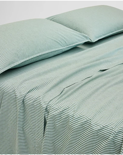 Country Road - Brae Australian Cotton Stripe Queen Flat Sheet
