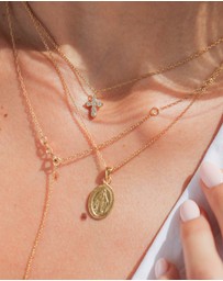 Elli Jewelry - Necklace Layer Crystal Cross 925 Sterling Silver Gold-Plated