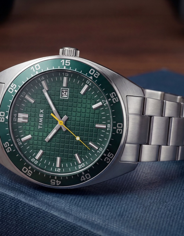 TIMEX - Weston 45mm Green Dial Stainless Steel Bracelet Watch
